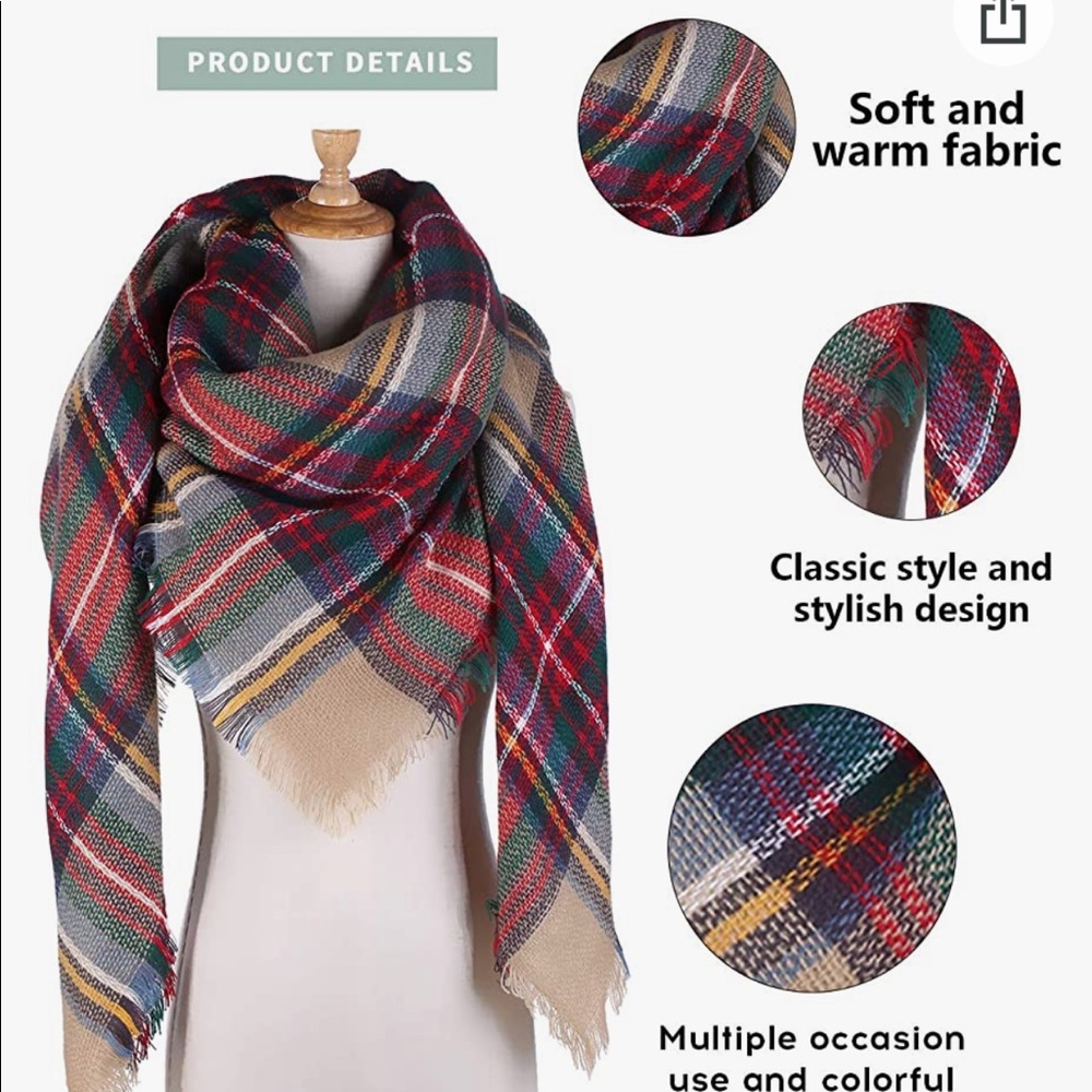 Cute plaid blankets scarf